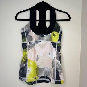 Lululemon Scoop Neck Racerback Tank Top Citron Tinted Canvas Tie Dye Yoga Size 6